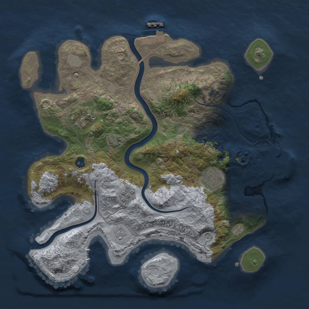 Rust Map: Procedural Map, Size: 3000, Seed: 26089, 9 Monuments