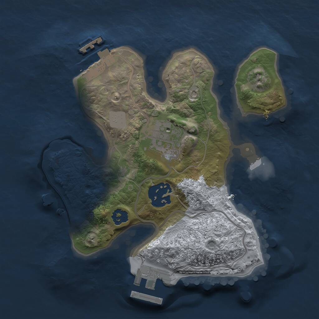Rust Map: Procedural Map, Size: 2000, Seed: 3258, 5 Monuments