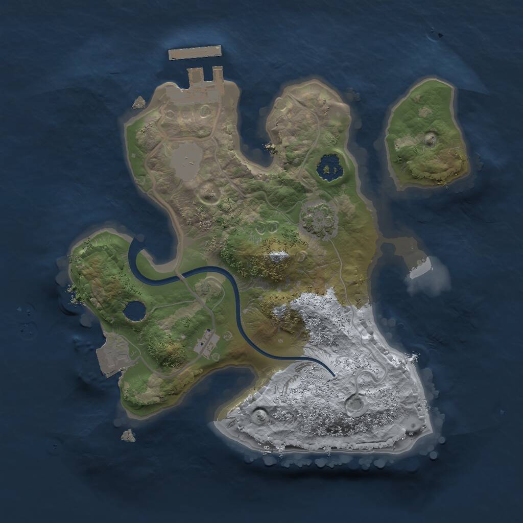 Rust Map: Procedural Map, Size: 2000, Seed: 3258, 3 Monuments