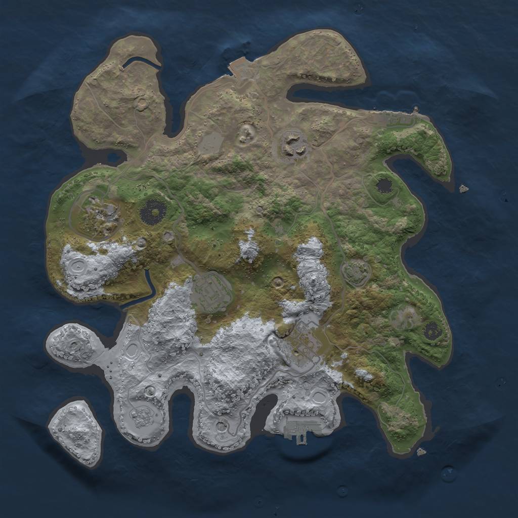 Rust Map: Procedural Map, Size: 3000, Seed: 550627922, 12 Monuments