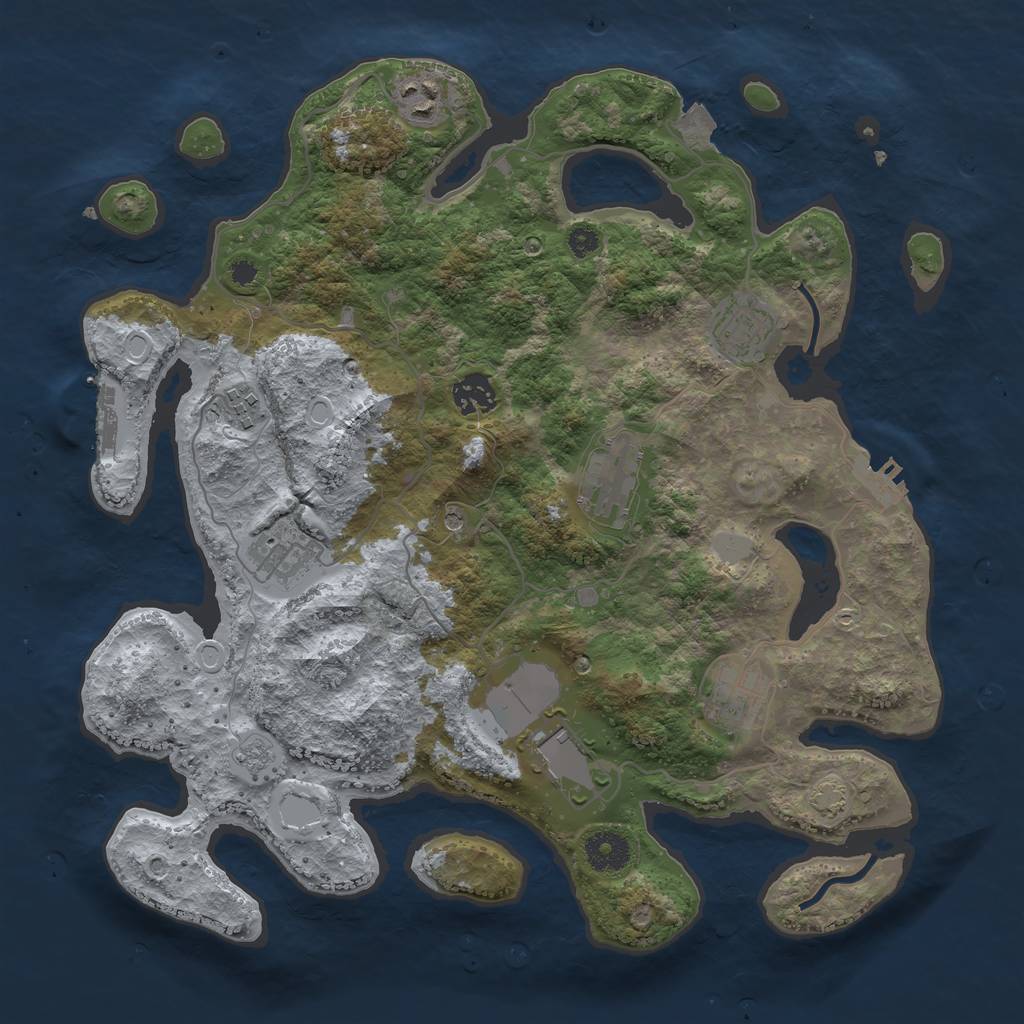 Rust Map: Procedural Map, Size: 3600, Seed: 77068406, 16 Monuments
