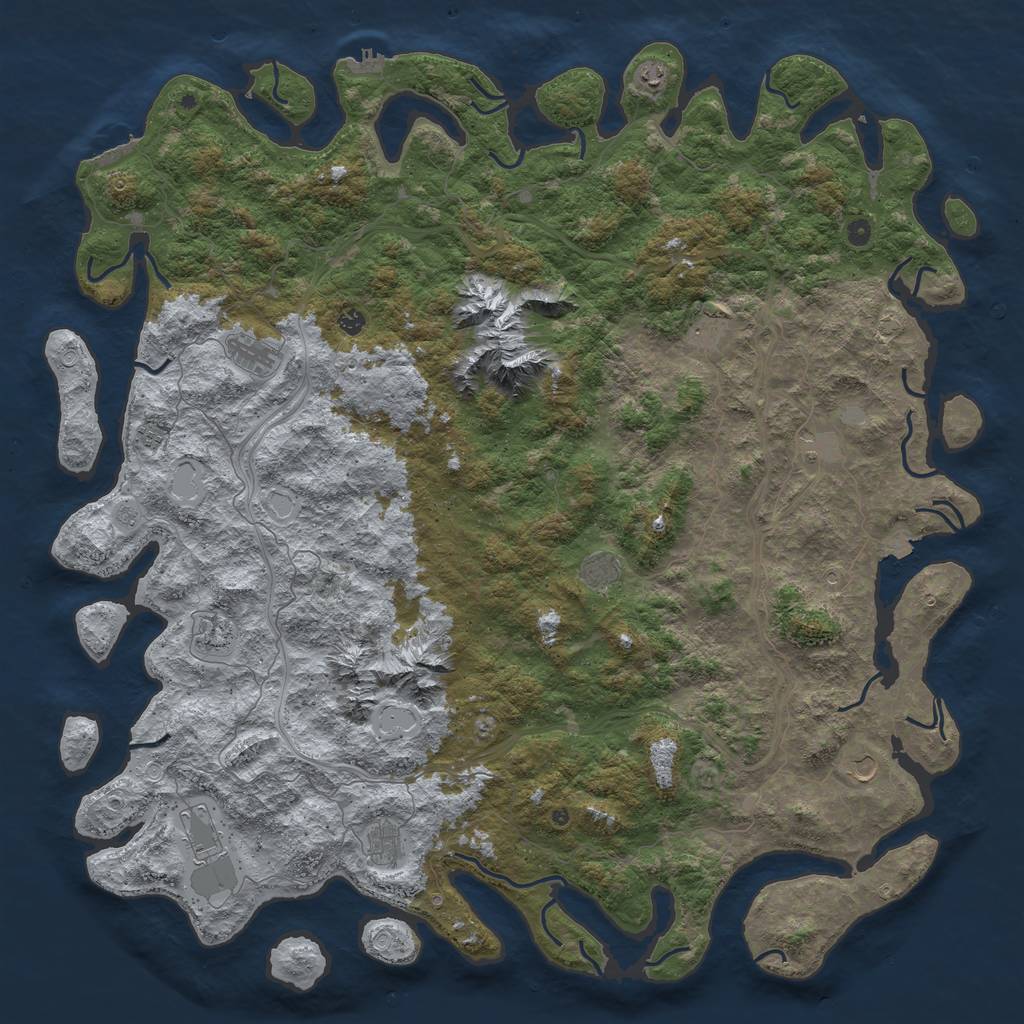 Rust Map: Procedural Map, Size: 6000, Seed: 726160864, 19 Monuments