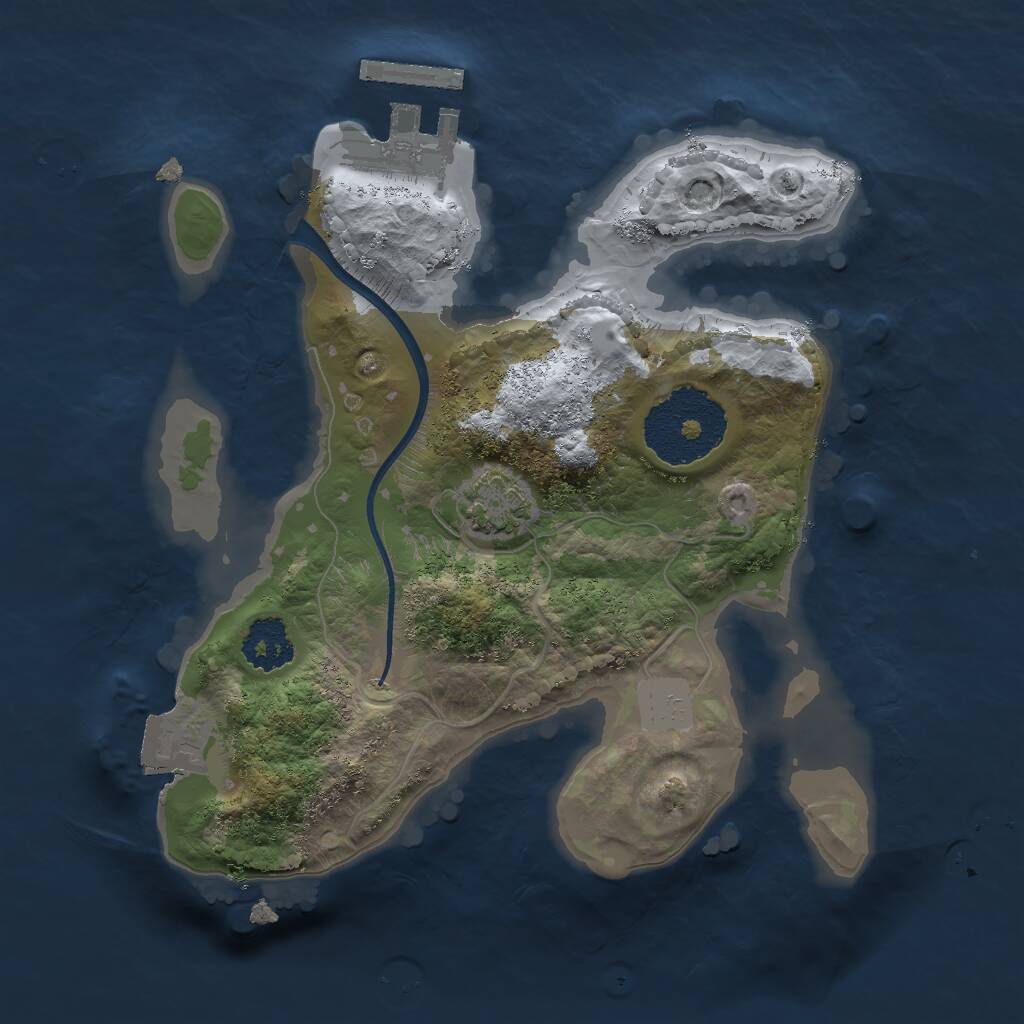 Rust Map: Procedural Map, Size: 2000, Seed: 646334, 3 Monuments