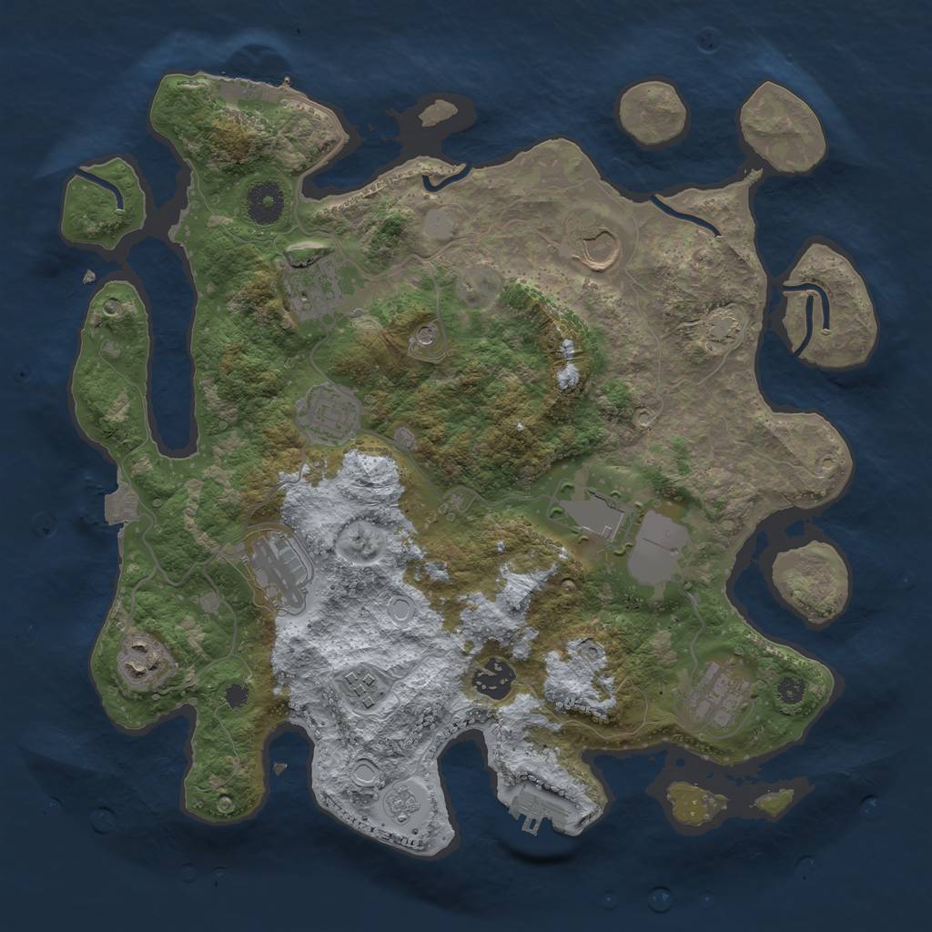 Rust Map: Procedural Map, Size: 3500, Seed: 1729830741, 17 Monuments