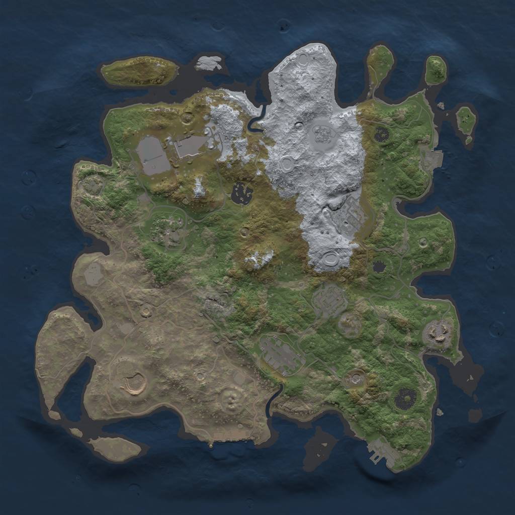 Rust Map: Procedural Map, Size: 3500, Seed: 83521111, 16 Monuments