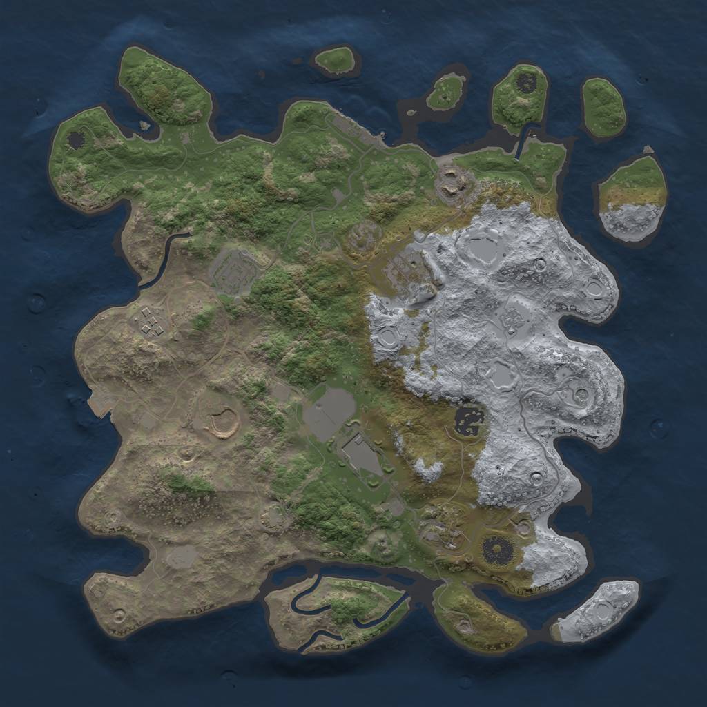 Rust Map: Procedural Map, Size: 3500, Seed: 1245451238, 15 Monuments
