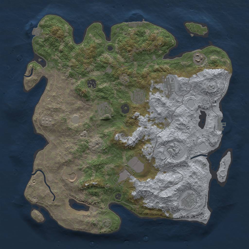 Rust Map: Procedural Map, Size: 4000, Seed: 2045058436, 18 Monuments