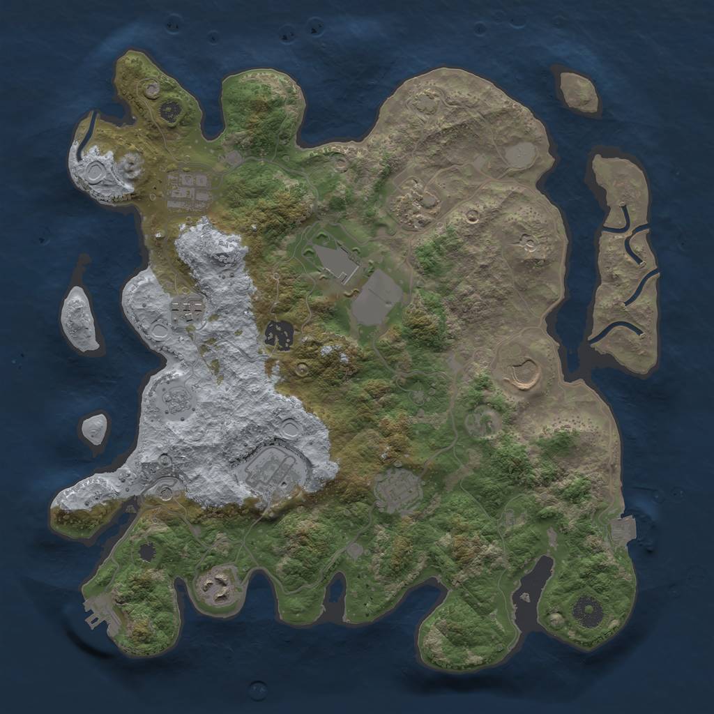 Rust Map: Procedural Map, Size: 3500, Seed: 606877497, 16 Monuments