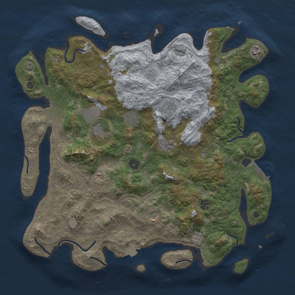Rust Map: Procedural Map, Size: 4300, Seed: 82473610, 16 Monuments