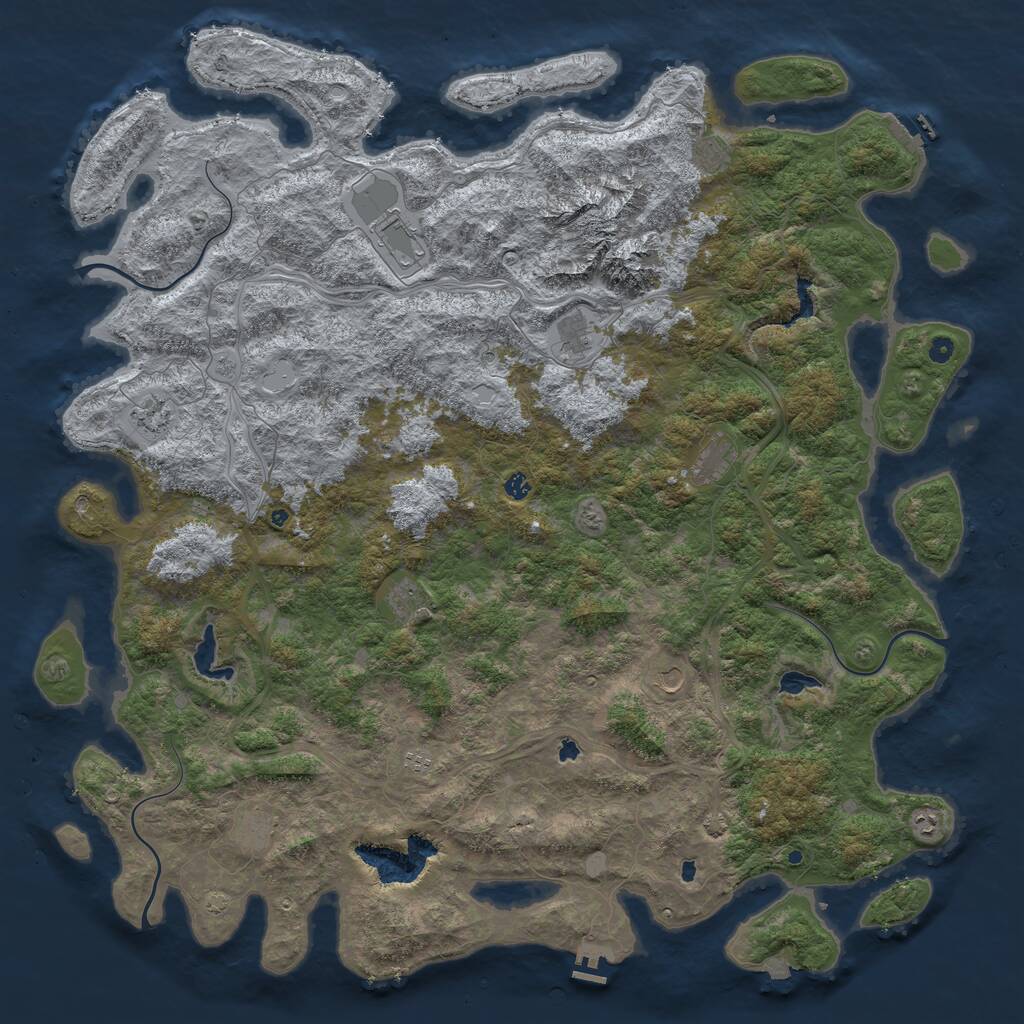 Rust Map: Procedural Map, Size: 6000, Seed: 707159620, 17 Monuments