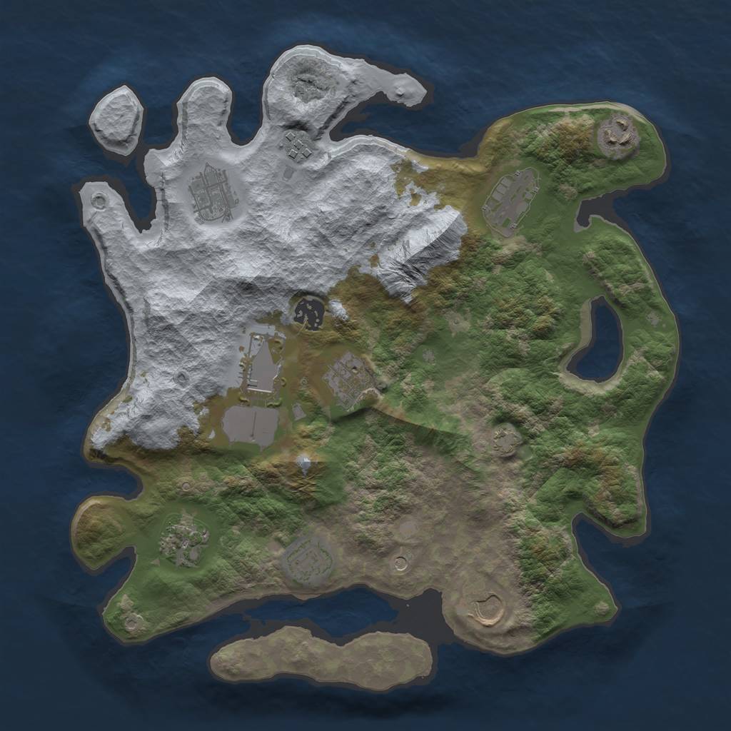 Rust Map: Barren, Size: 3500, Seed: 9064565, 14 Monuments