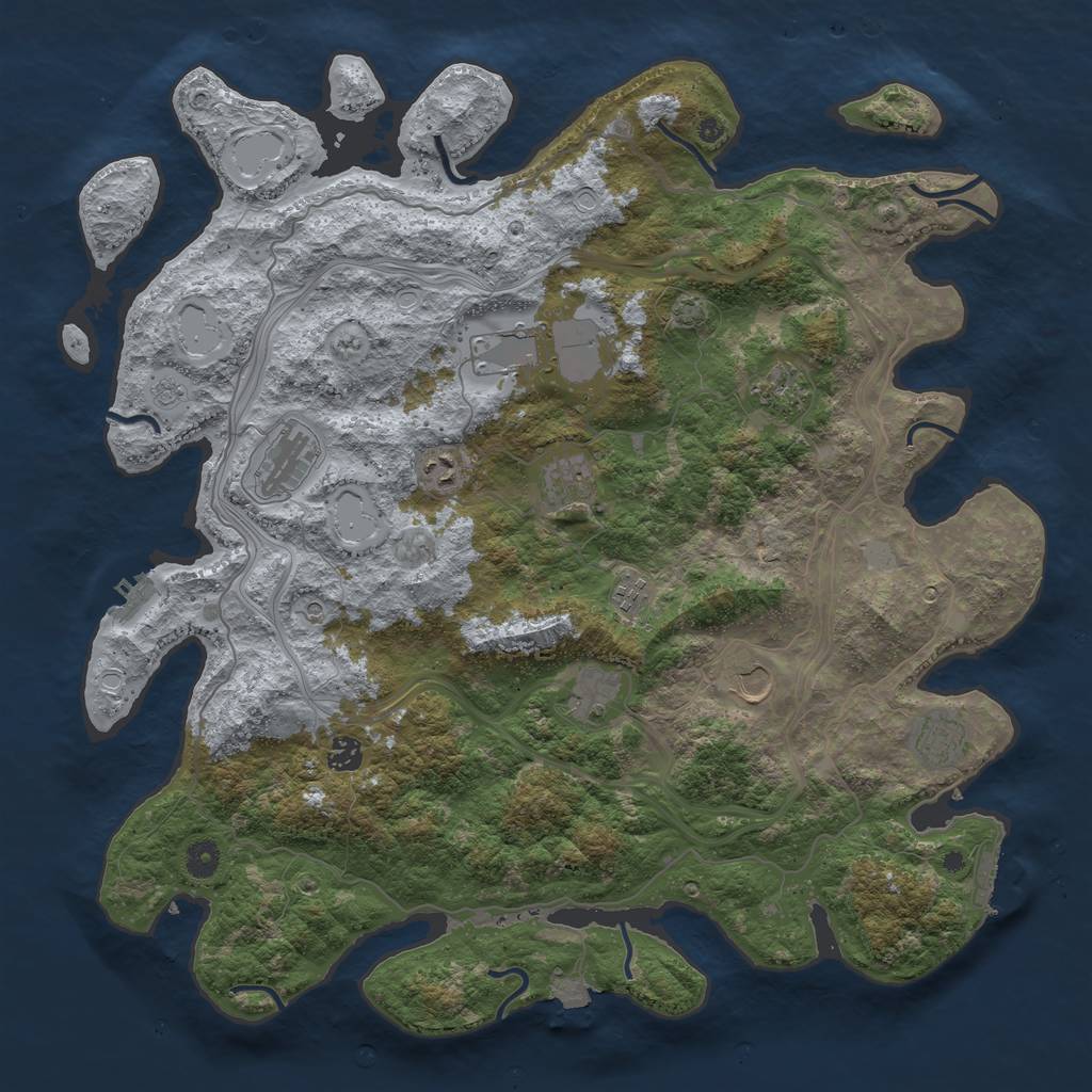 Rust Map: Procedural Map, Size: 4500, Seed: 1023281490, 18 Monuments