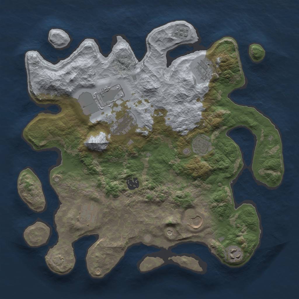 Rust Map: Barren, Size: 3500, Seed: 672380460, 13 Monuments