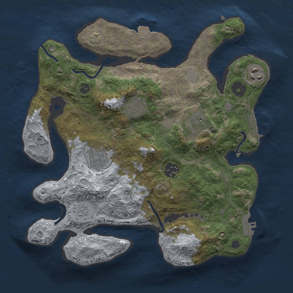 Rust Map: Procedural Map, Size: 3000, Seed: 298211, 13 Monuments