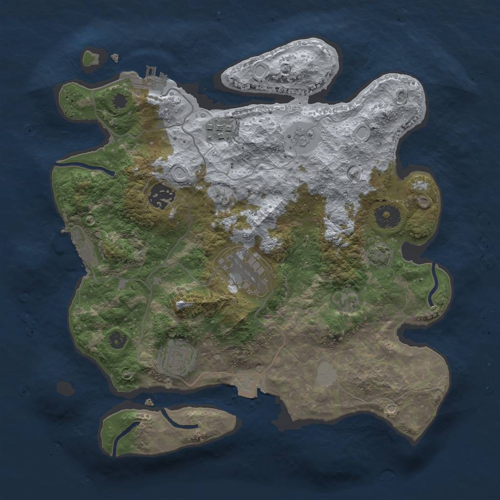 Rust Map: Procedural Map, Size: 3000, Seed: 45814, 11 Monuments