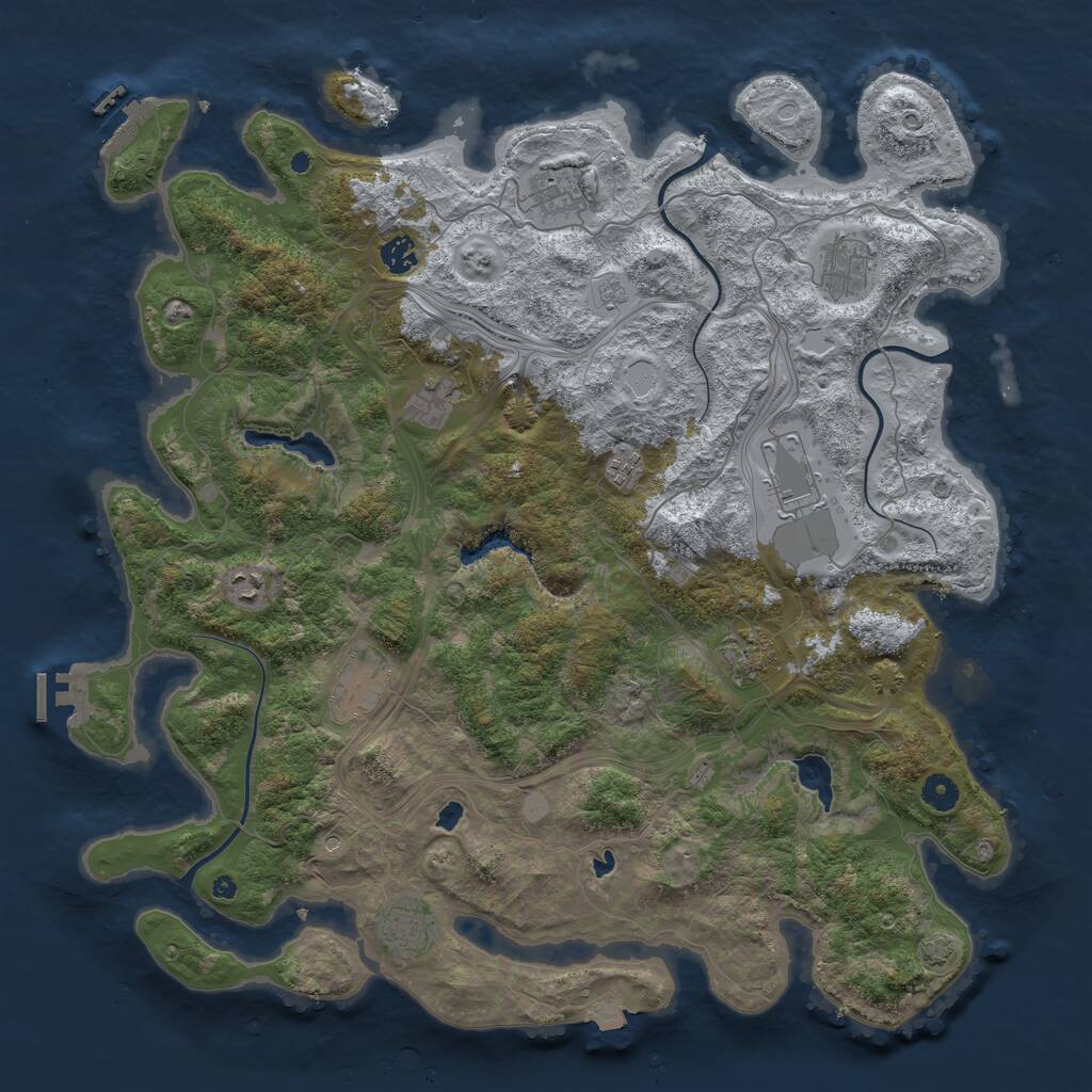 Rust Map: Procedural Map, Size: 4500, Seed: 403686013, 16 Monuments
