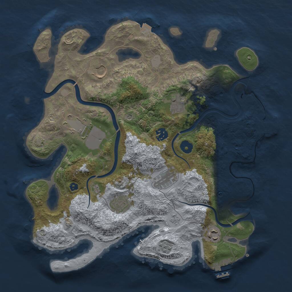 Rust Map: Procedural Map, Size: 3500, Seed: 1152258137, 14 Monuments