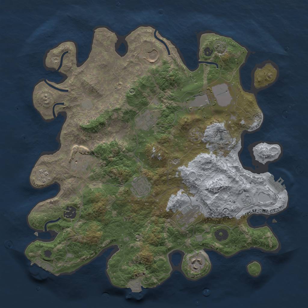 Rust Map: Procedural Map, Size: 3550, Seed: 1834127907, 17 Monuments