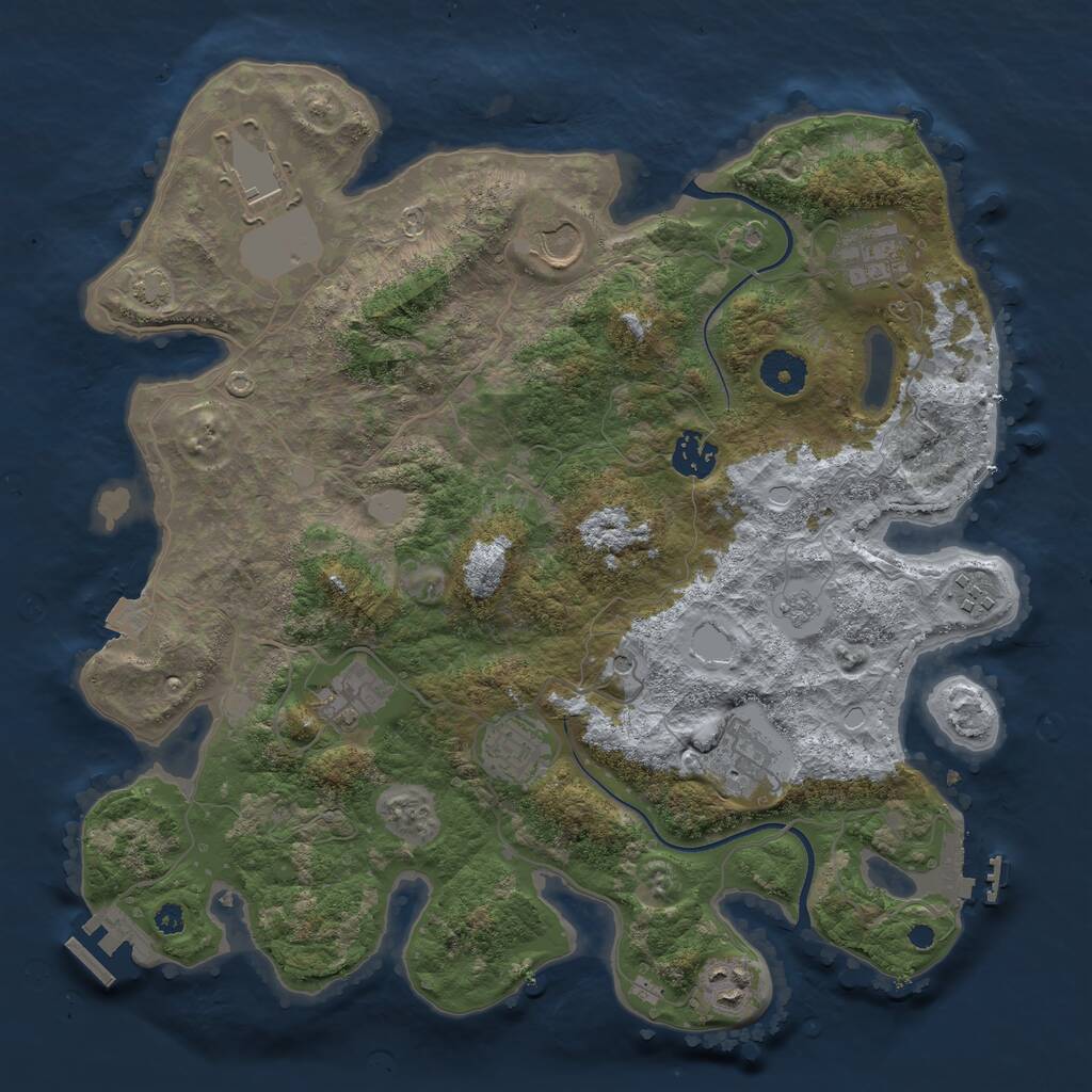 Rust Map: Procedural Map, Size: 3600, Seed: 10466947, 15 Monuments