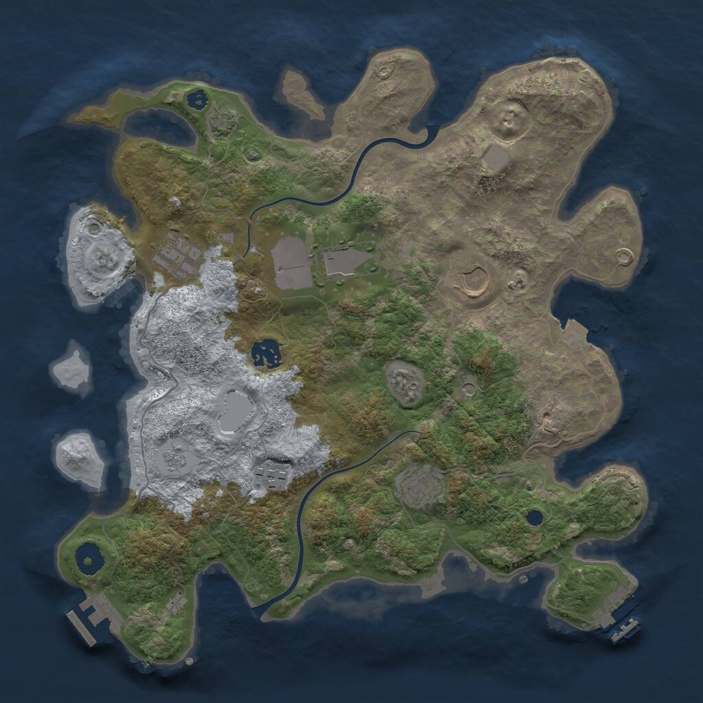 Rust Map: Procedural Map, Size: 3500, Seed: 1358465792, 12 Monuments