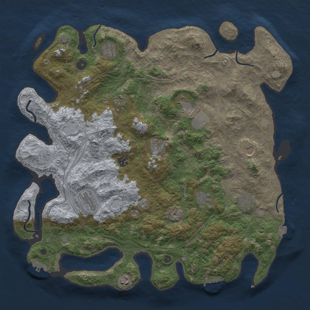Rust Map: Procedural Map, Size: 4500, Seed: 1353273181, 19 Monuments