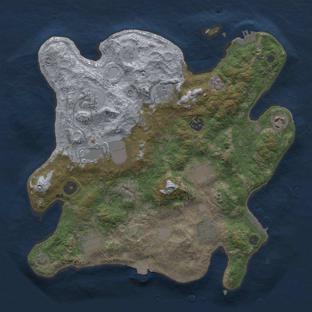 Rust Map: Procedural Map, Size: 3500, Seed: 1237462747, 17 Monuments
