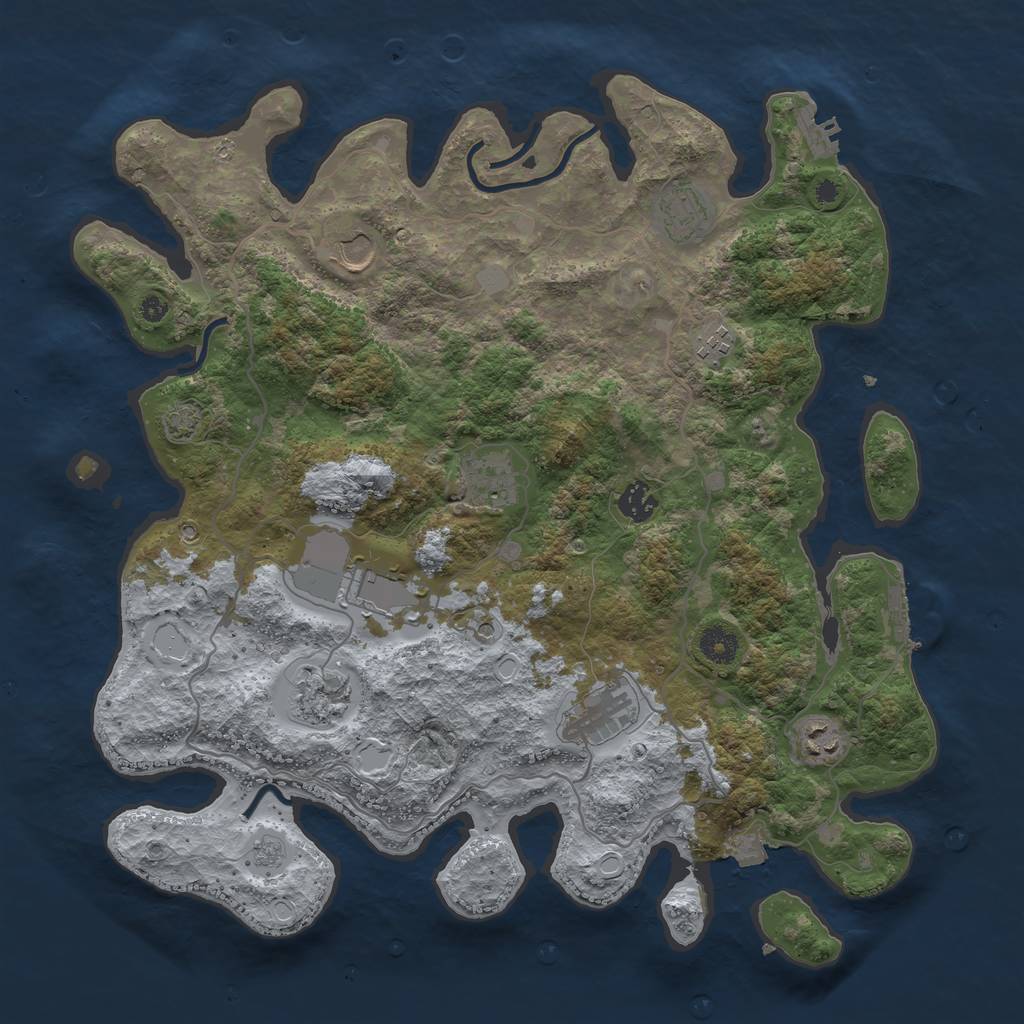 Rust Map: Procedural Map, Size: 4000, Seed: 1324930311, 17 Monuments