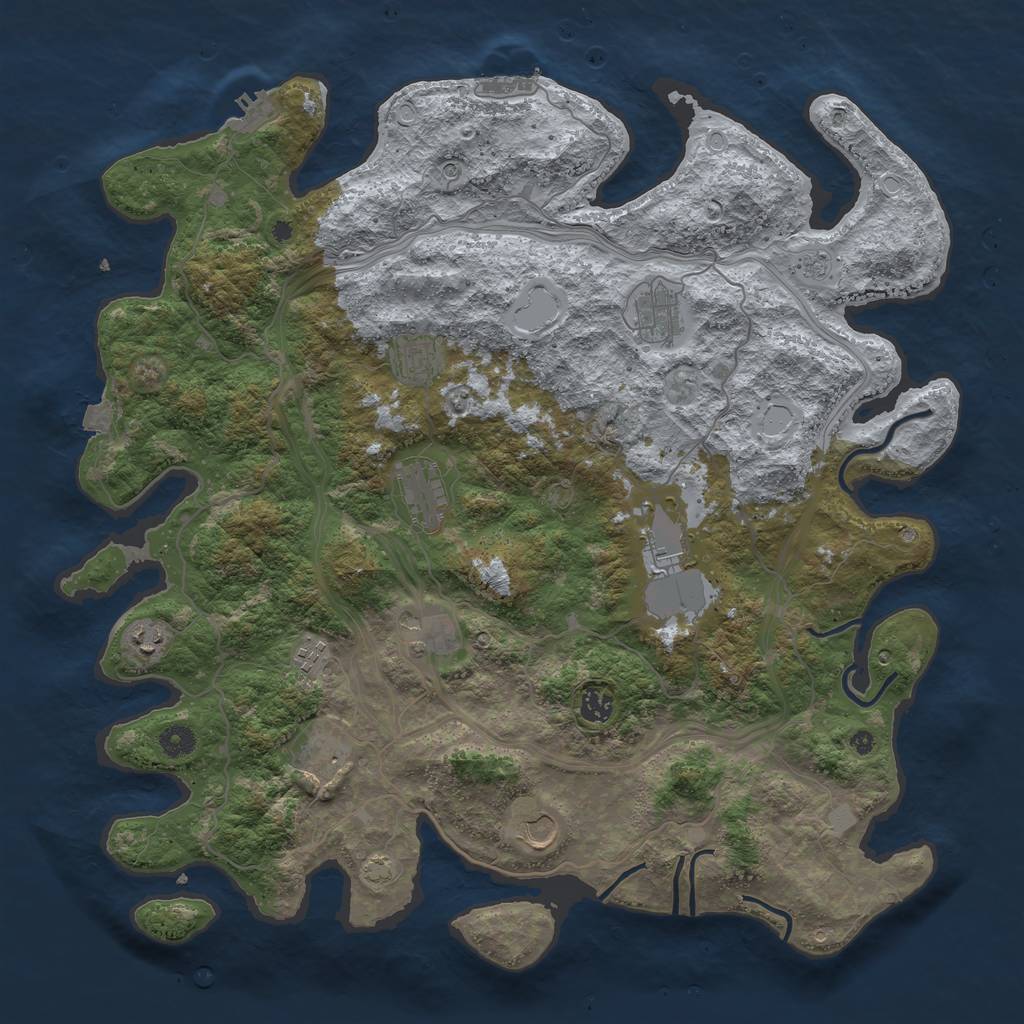 Rust Map: Procedural Map, Size: 4500, Seed: 841717755, 18 Monuments