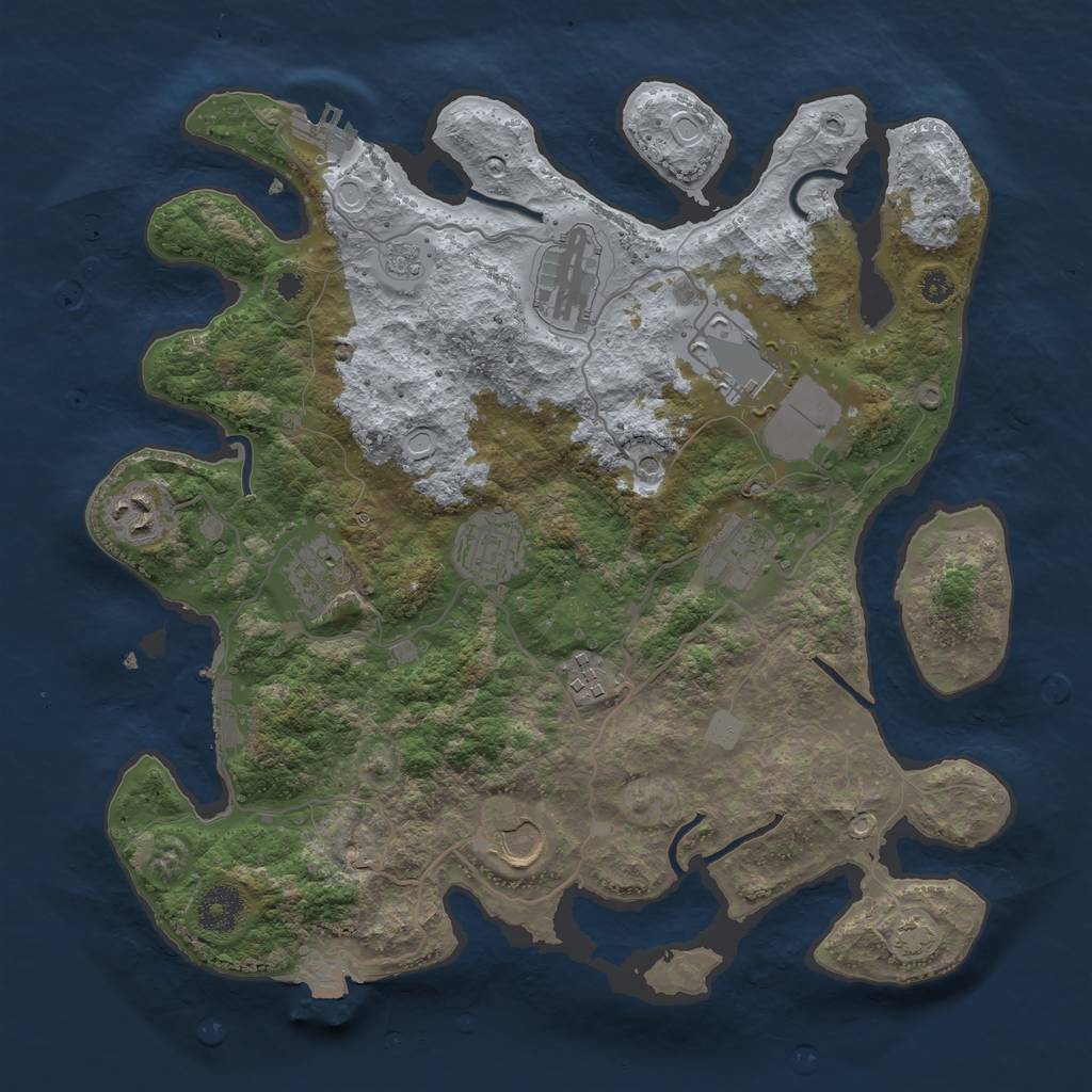 Rust Map: Procedural Map, Size: 3500, Seed: 2073100308, 16 Monuments