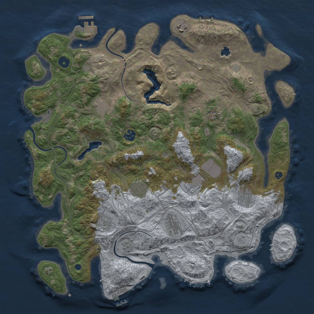 Rust Map: Procedural Map, Size: 4250, Seed: 1141407870, 16 Monuments
