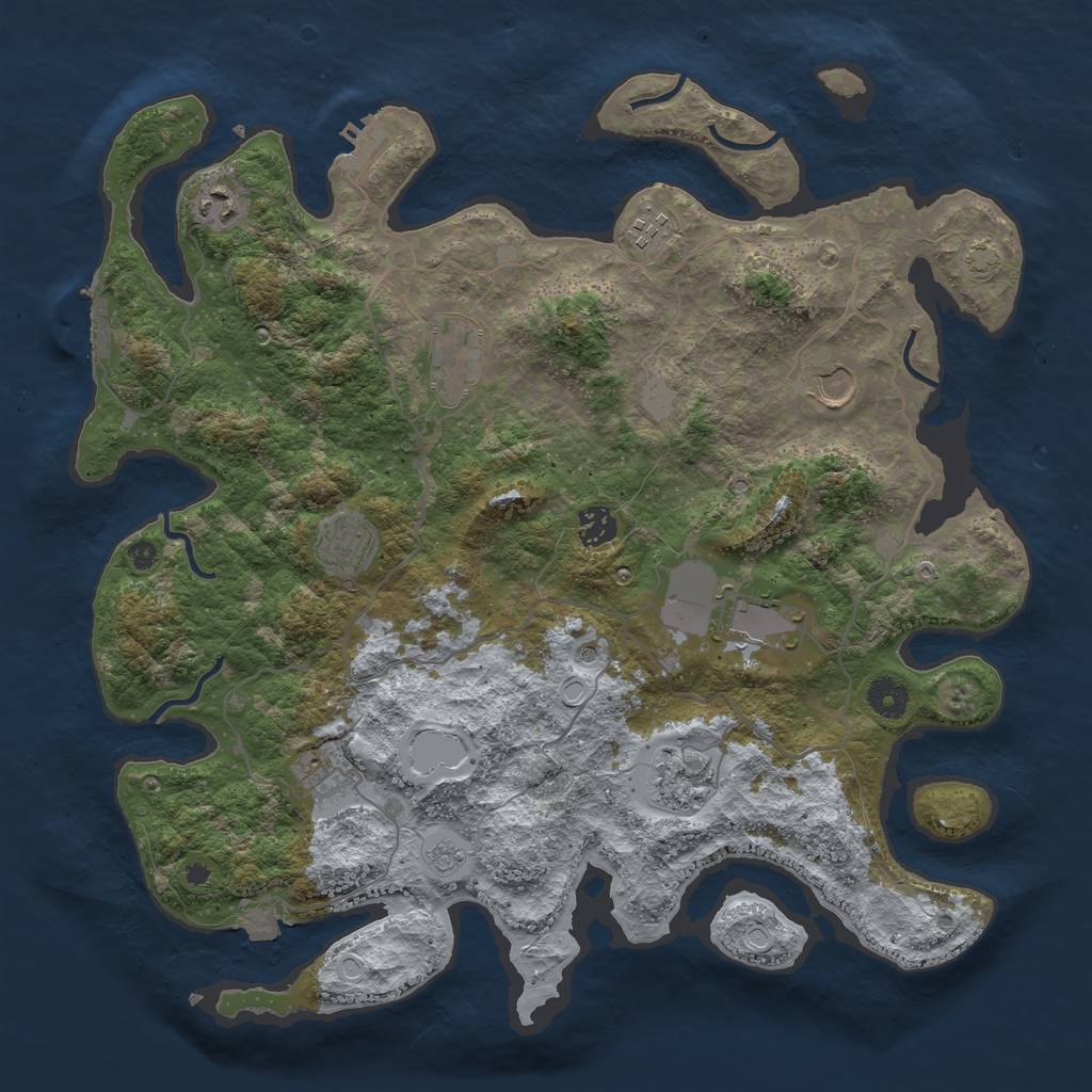 Rust Map: Procedural Map, Size: 4000, Seed: 952176178, 17 Monuments