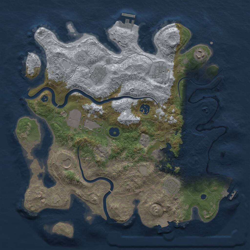 Rust Map: Procedural Map, Size: 3700, Seed: 271846563, 15 Monuments