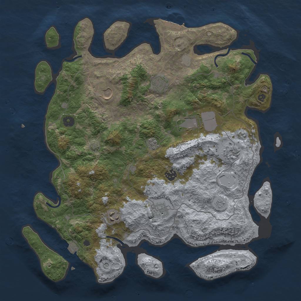 Rust Map: Procedural Map, Size: 4000, Seed: 743119756, 15 Monuments