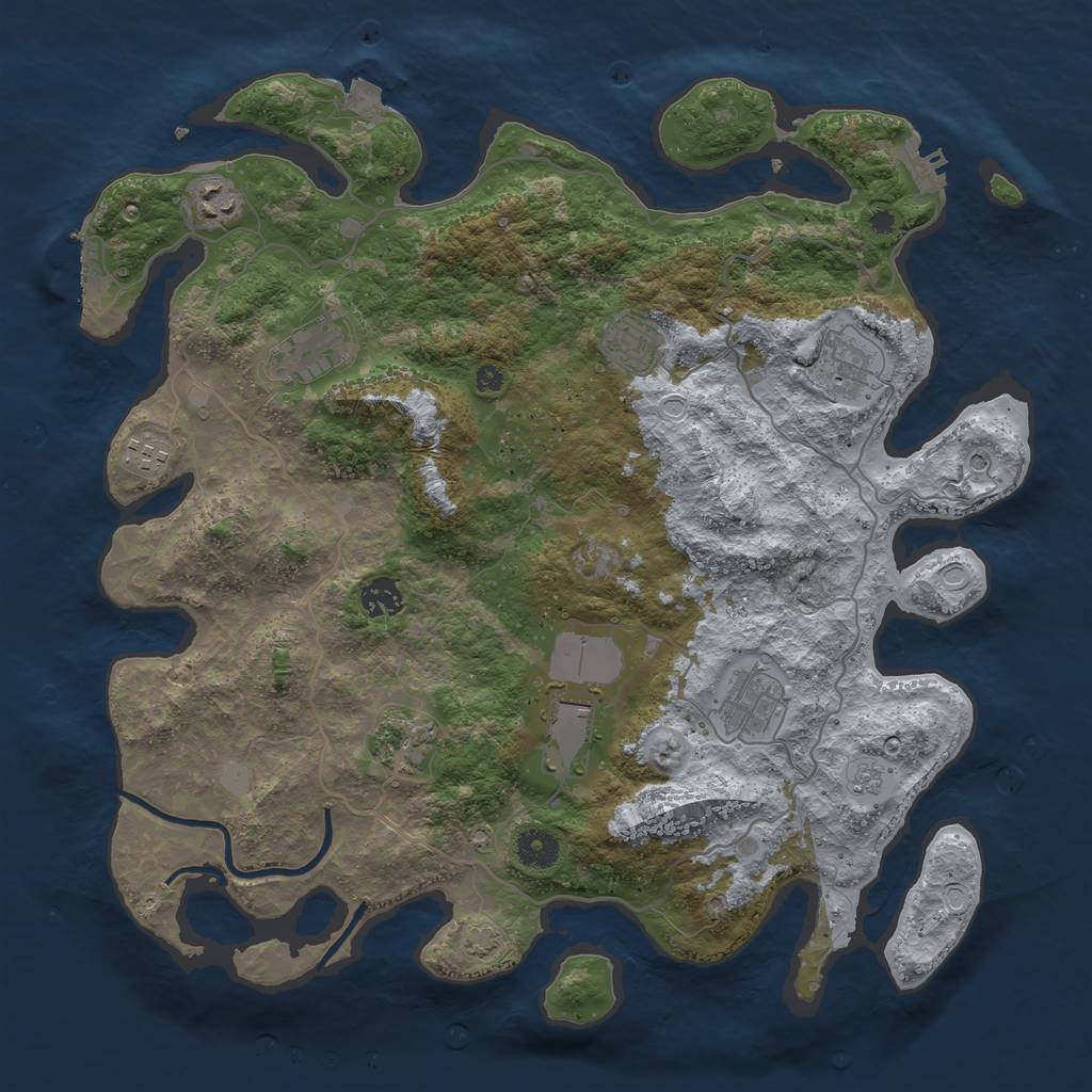 Rust Map: Procedural Map, Size: 4000, Seed: 826177165, 17 Monuments
