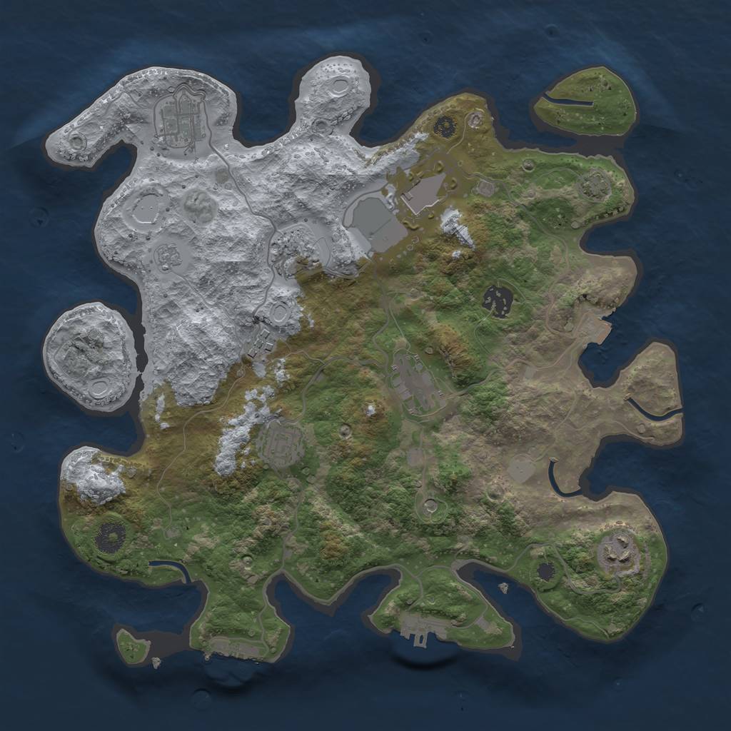 Rust Map: Procedural Map, Size: 3500, Seed: 789448176, 16 Monuments