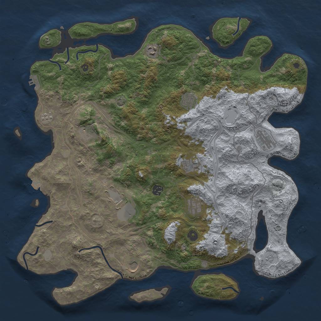 Rust Map: Procedural Map, Size: 4500, Seed: 1124470243, 17 Monuments