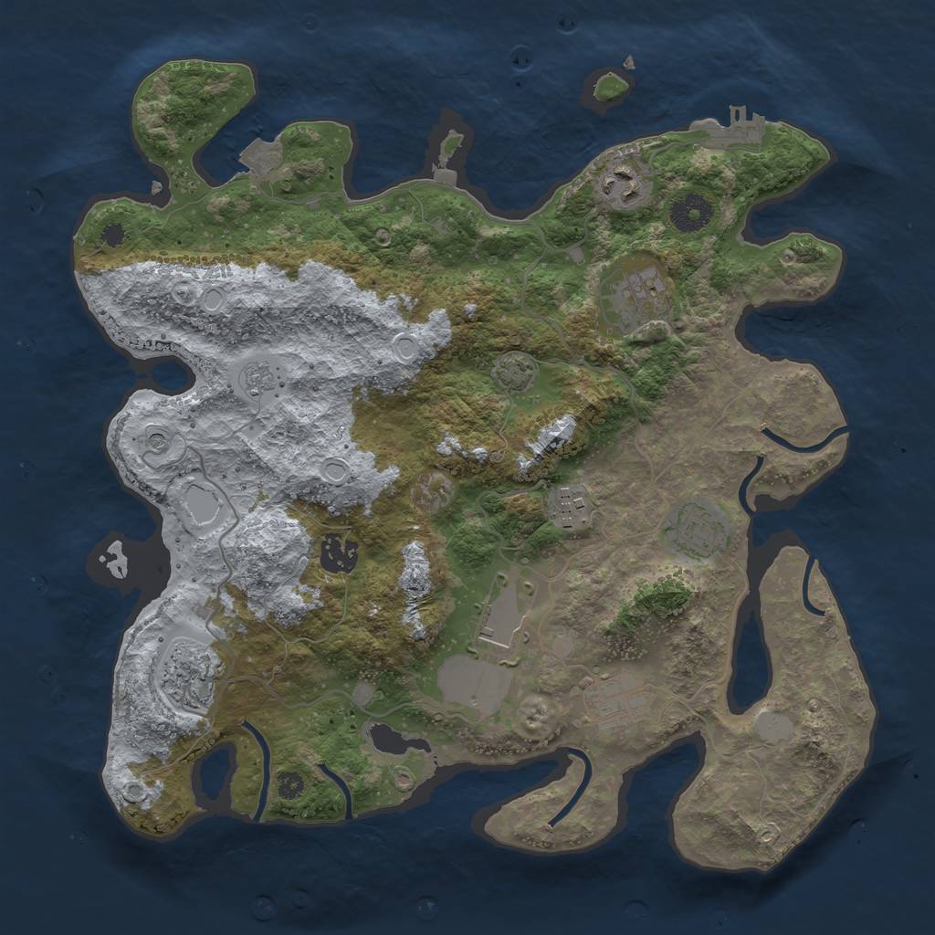 Rust Map: Procedural Map, Size: 3500, Seed: 753801564, 15 Monuments