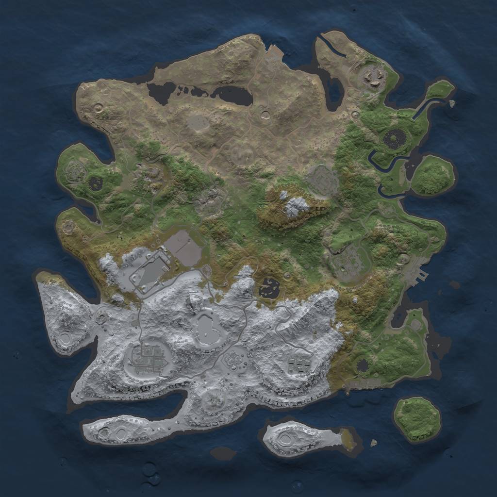 Rust Map: Procedural Map, Size: 3500, Seed: 1340832416, 16 Monuments