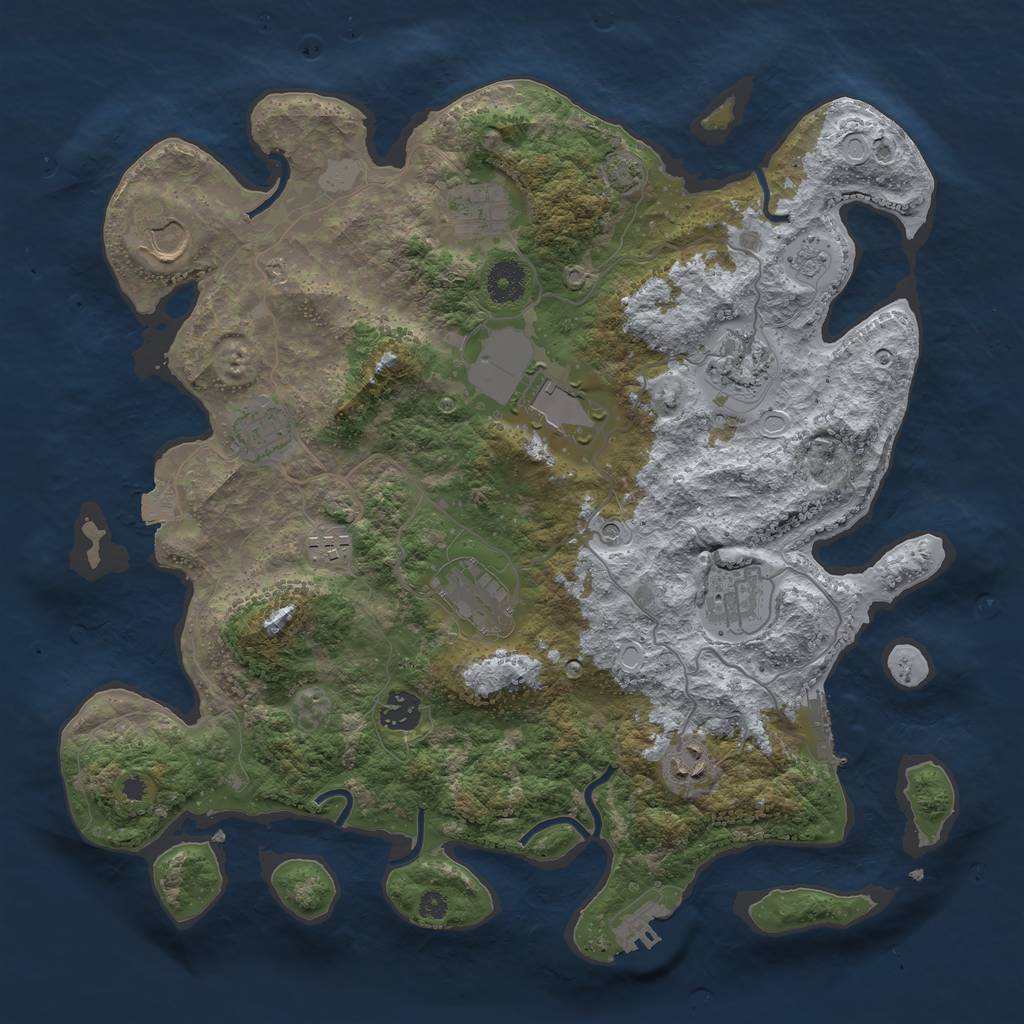 Rust Map: Procedural Map, Size: 3750, Seed: 132719637, 18 Monuments