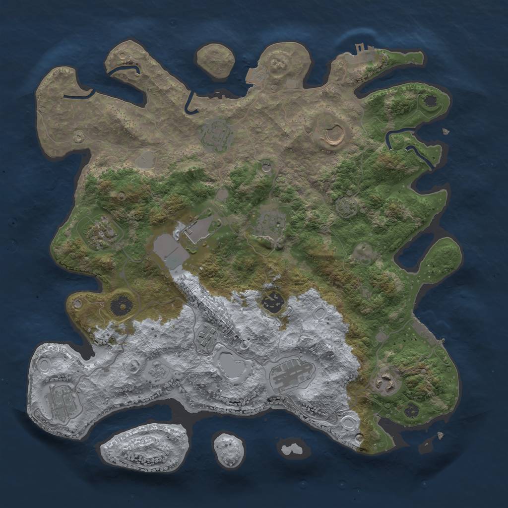 Rust Map: Procedural Map, Size: 3700, Seed: 1881297495, 18 Monuments