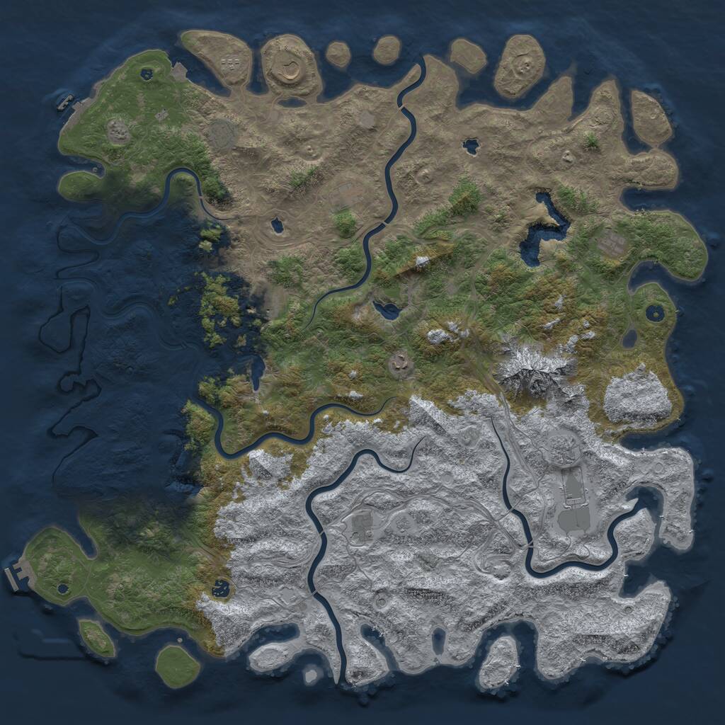 Rust Map: Procedural Map, Size: 6000, Seed: 432067126, 17 Monuments