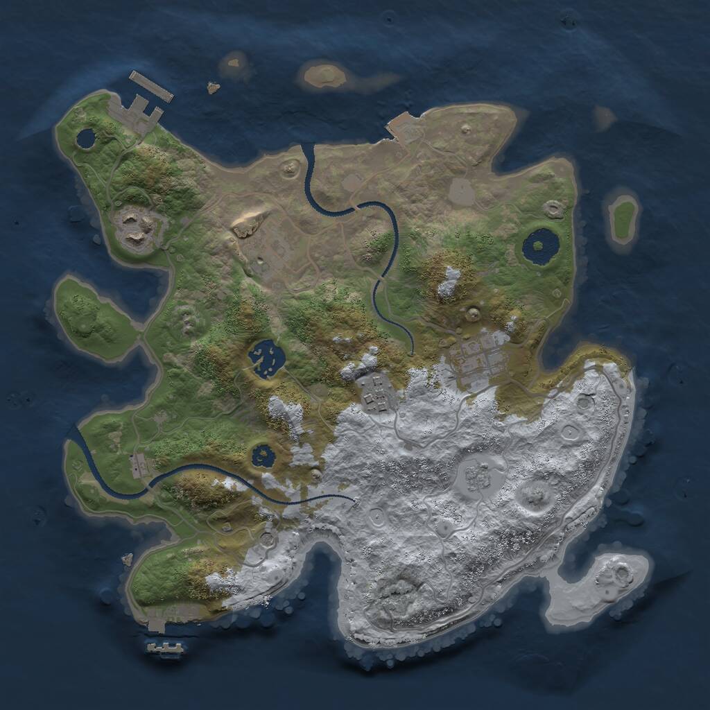 Rust Map: Procedural Map, Size: 3000, Seed: 291, 10 Monuments