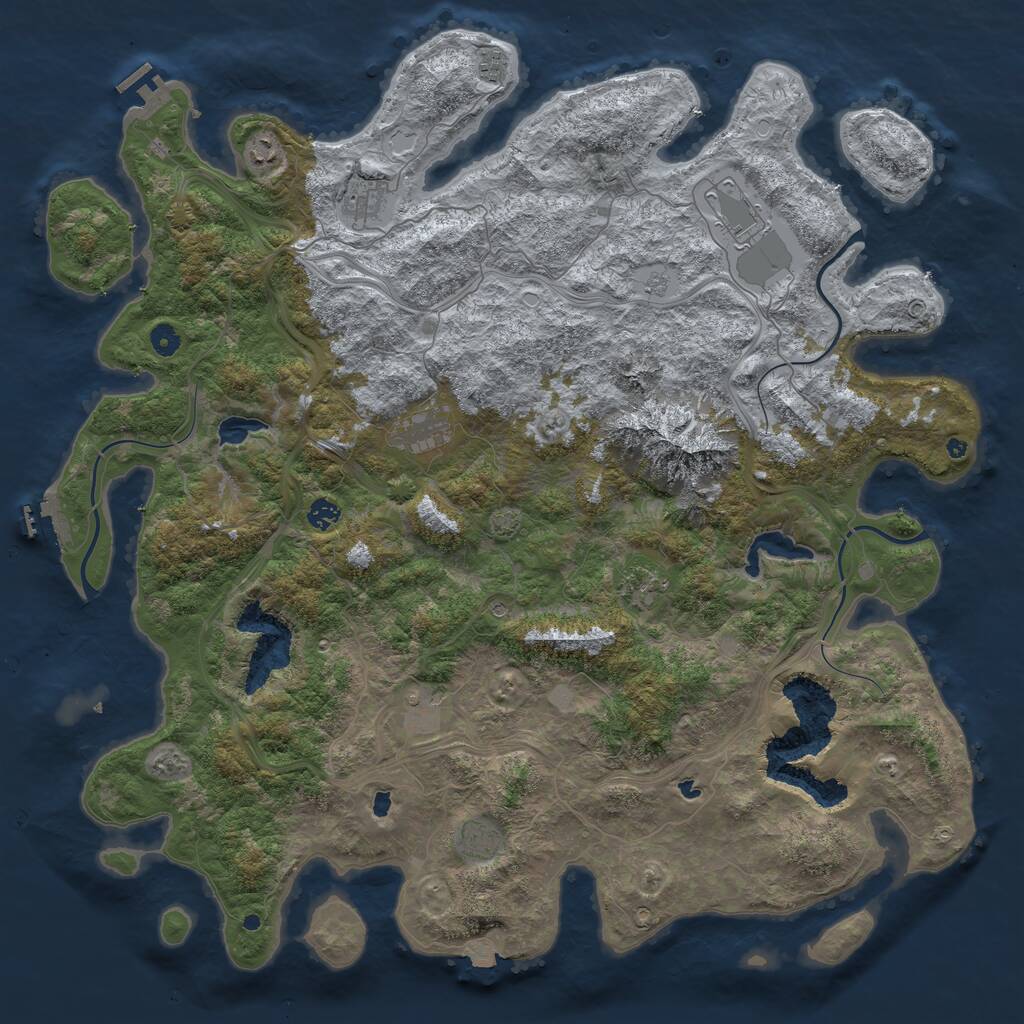 Rust Map: Procedural Map, Size: 5000, Seed: 1258697691, 15 Monuments