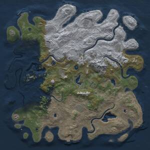 Thumbnail Rust Map: Procedural Map, Size: 5000, Seed: 1258697691, 16 Monuments