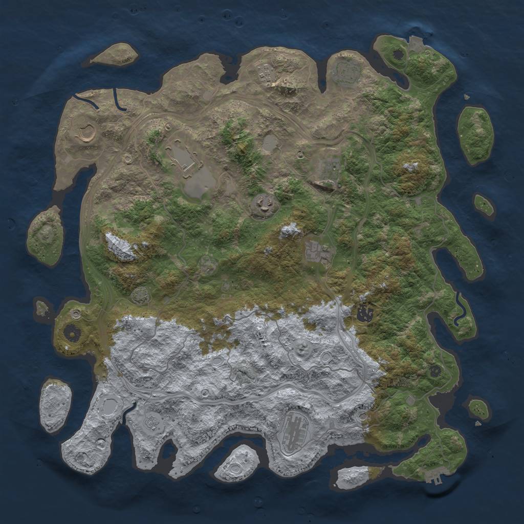 Rust Map: Procedural Map, Size: 4500, Seed: 507051994, 16 Monuments