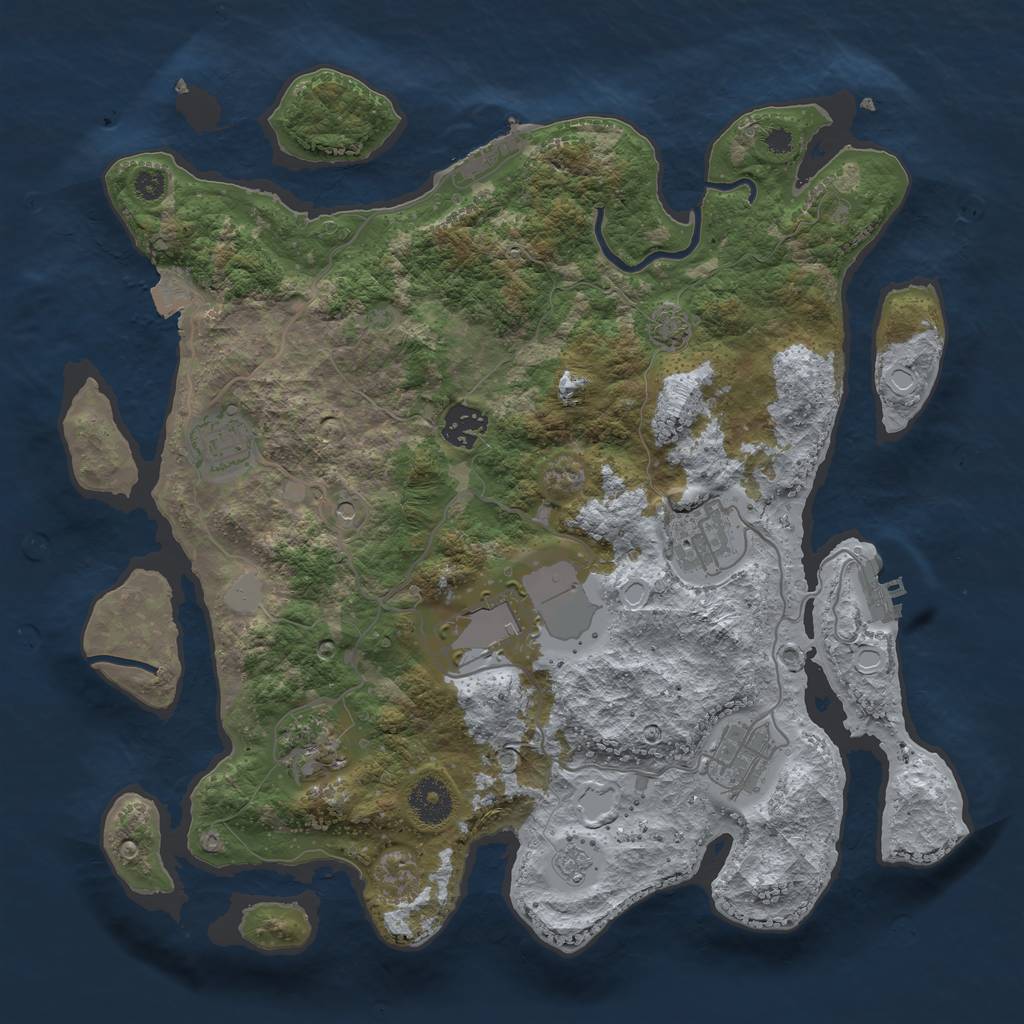 Rust Map: Procedural Map, Size: 3500, Seed: 620274391, 14 Monuments