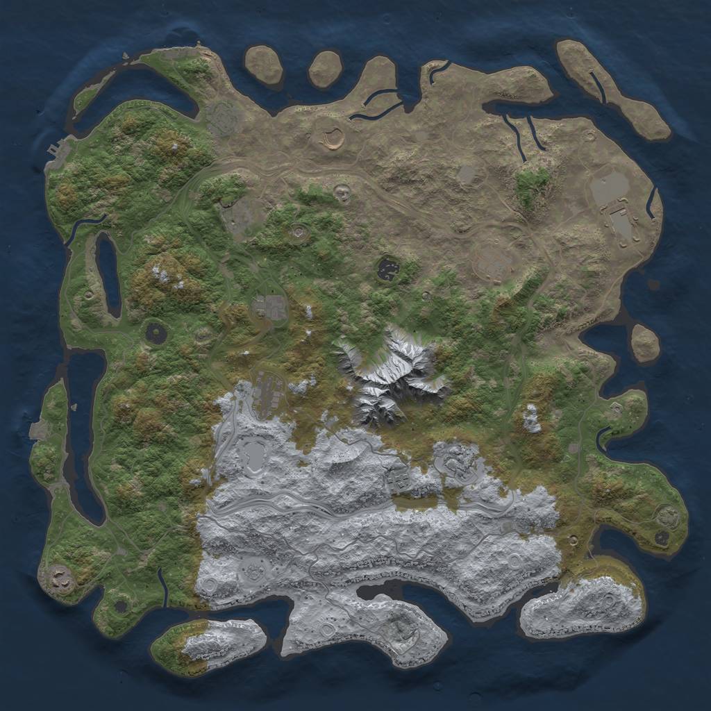 Rust Map: Procedural Map, Size: 5000, Seed: 803, 19 Monuments