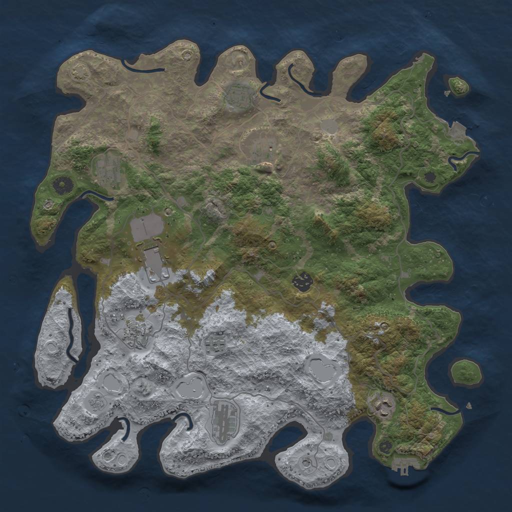 Rust Map: Procedural Map, Size: 4000, Seed: 6082023, 16 Monuments