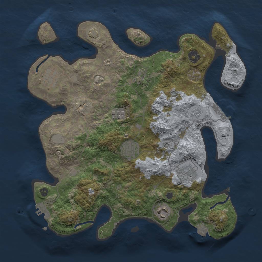 Rust Map: Procedural Map, Size: 3200, Seed: 357555376, 14 Monuments