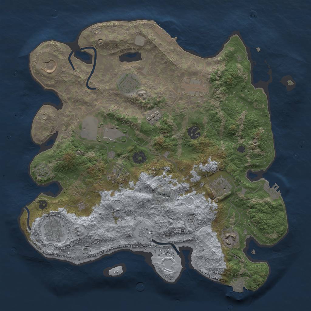 Rust Map: Procedural Map, Size: 3500, Seed: 1349935684, 18 Monuments